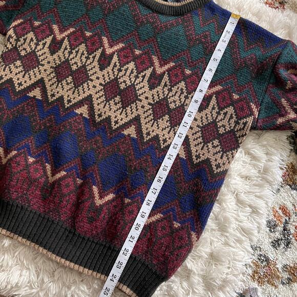 Vtg Atlantic Traders Multicolor Patterned Pullover Sweater Size L - Picture 5 of 6